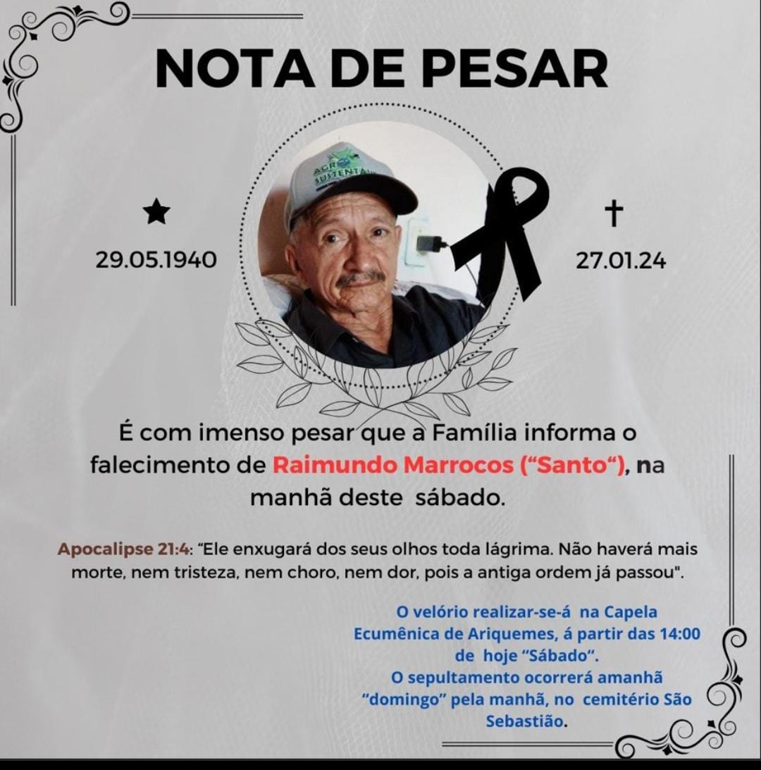 NOTA DE PESAR EX VEREADOR RAIMUNDO MARROCOS